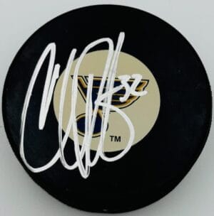 CHRIS PORTER SIGNED ST. LOUIS BLUES HOCKEY PUCK MINNESOTA WILD AUTOGRAPH COA J1