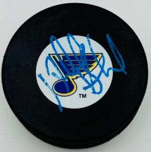 PATRIK BERGLUND SIGNED ST. LOUIS BLUES HOCKEY PUCK SABRES AUTOGRAPH COA J1