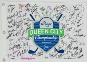 2024 KROGER QUEEN CITY CHAMPIONSHIP SIGNED GOLF FLAG NELLY KORDA LYDIA KO BAS K1
