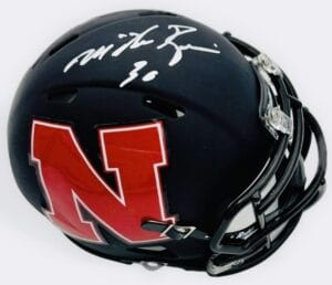 MIKE ROZIER SIGNED NEBRASKA CORNHUSKERS MINI HELMET HEISMAN AUTOGRAPH BAS K12
