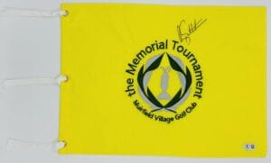 RORY SABBATINI SIGNED THE MEMORIAL GOLF PIN FLAG MUIRFIELD VILLAGE BAS HOLO K182