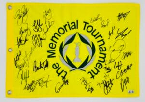 2023 SIGNED MEMORIAL GOLF FLAG SPIETH XANDER SCHAUFFELE SPIETH AUTOGRAPH BAS K57