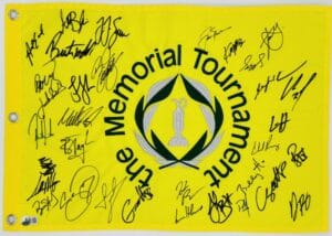 2023 MEMORIAL TOURNAMENT SIGNED GOLF FLAG SPIETH JACK NICKLAUS AUTOGRAPH BAS K56