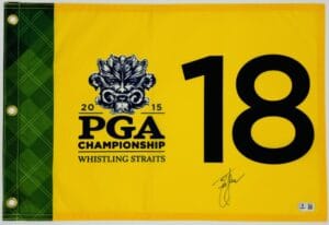 ZACH JOHNSON SIGNED 2015 PGA CHAMPIONSHIP GOLF PIN FLAG PGA AUTOGRAPH BAS K59