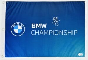 LUCAS GLOVER SIGNED 2023 BMW CHAMPIONSHIP GOLF PIN FLAG ST JUDE AUTOGRAPH BAS K4
