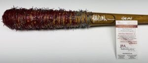 JEFFREY DEAN MORGAN SIGNED BARBED WIRE LUCILLE BAT THE WALKING DEAD NEGAN JSA J2