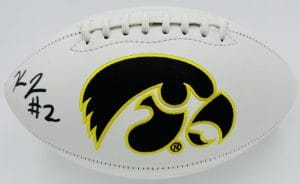 Kaleb Johnson Signed Iowa Hawkeyes Official Size Logo Football Steelers Bas K52