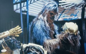 Peter Mayhew Chewbacca Signed Star Wars 11X17 Metallic Photo Autograph Jsa 864