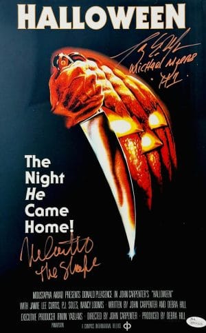 Nick Castle P.J. Pj Soles Signed Metallic 11X17 Photo Halloween Autograph Poster Jsa 26