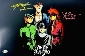 John Burgmeier Chris Sabat Signed 11X17 Photo Yu Yu Hakusho Kurama Kuwabara Anime Autograh Bas 149