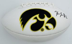 Kaleb Johnson Signed Iowa Hawkeyes Official Size Logo Football Autograph Bas K50