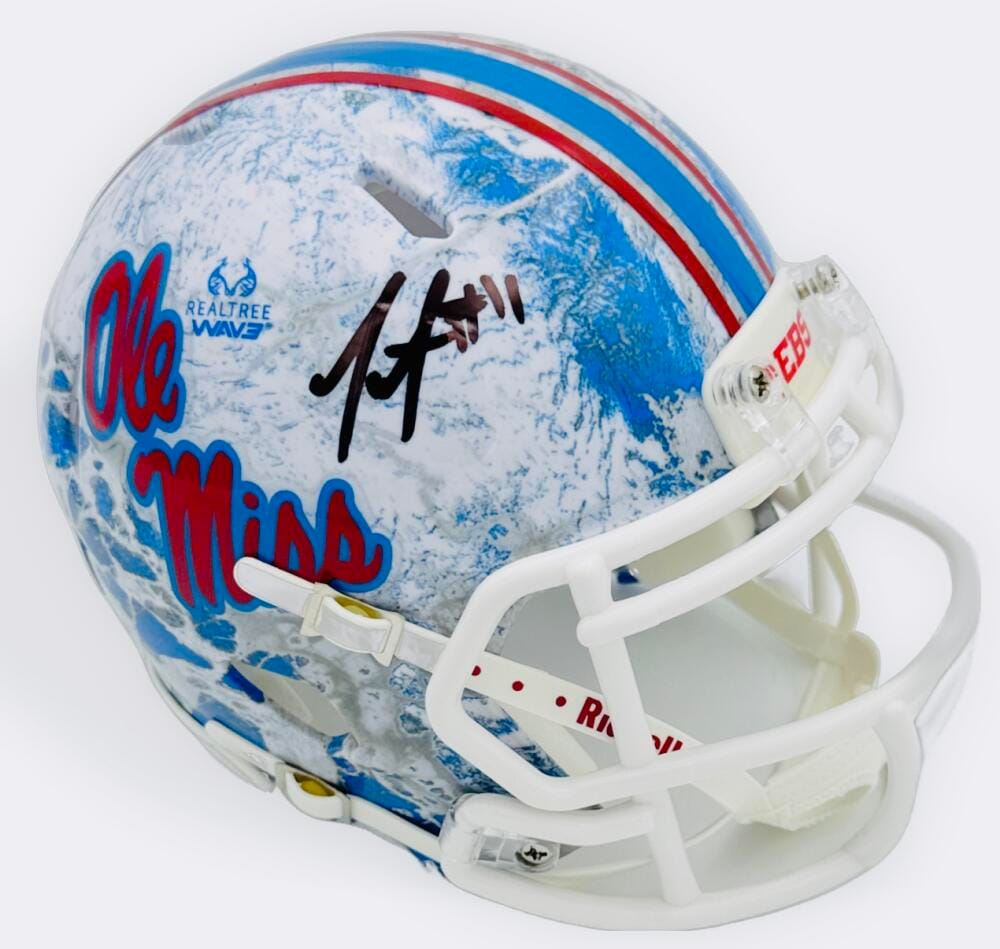 Jordan Watkins Signed Ole Miss Rebels L/E Realtree Mini Helmet Autograph Bas K69
