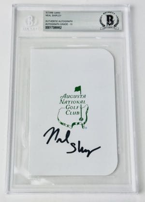 Neal Shipley Signed Augusta Masters Scorecard Beckett Slabbed U.S. Open Bas K62