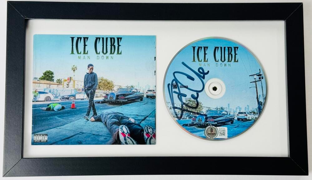 Ice Cube Signed Man Down Framed Cd Cover Display Autograph Beckett Bas Holo K94