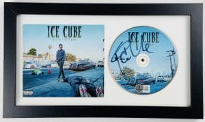 Ice Cube Signed Man Down Framed Cd Cover Display Autograph Beckett Bas Holo J87