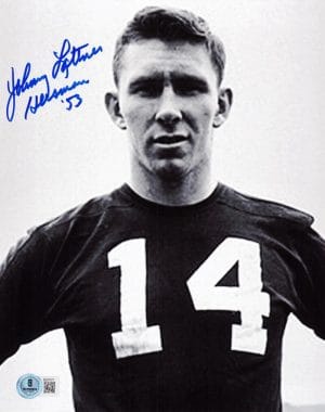Johnny Lattner Signed Notre Dame Irish 8X10 Photo Heisman Autograph Bas J71