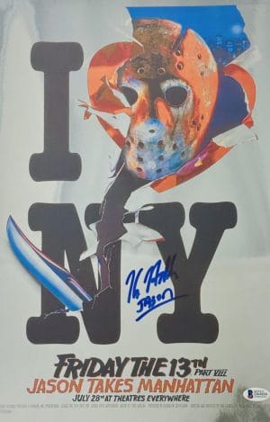 Kane Hodder Signed Friday The 13Th Chrome 11X17 Photo Jason Voorhees Bas 884