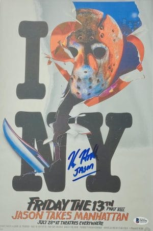 Kane Hodder Signed Friday The 13Th Chrome 11X17 Photo Jason Voorhees Bas 890