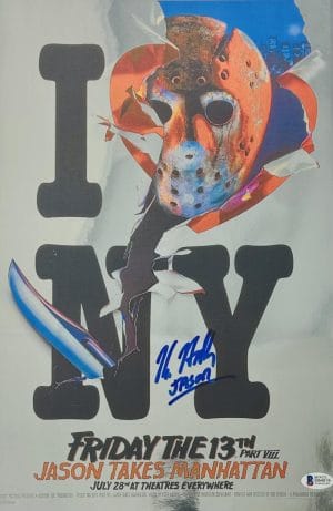 Kane Hodder Signed Friday The 13Th Chrome 11X17 Photo Jason Voorhees Bas 876