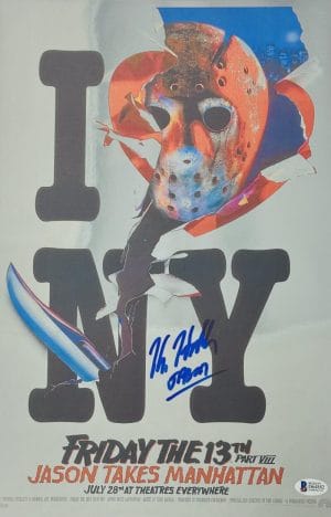 Kane Hodder Signed Friday The 13Th Chrome 11X17 Photo Jason Voorhees Bas 882