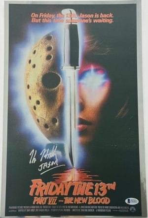 Kane Hodder Signed Friday The 13Th Chrome 11X17 Photo Jason Voorhees Bas 885