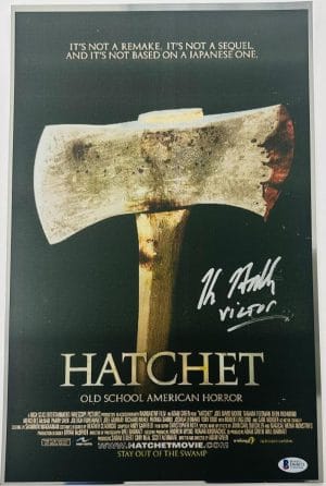 Kane Hodder Signed Hatchet Chrome 11X17 Photo Victor Crowley Autograph Bas 873