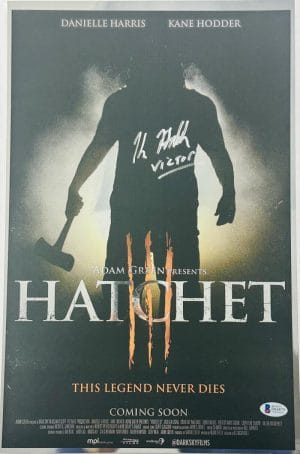 Kane Hodder Signed Hatchet Chrome 11X17 Photo Victor Crowley Autograph Bas 879