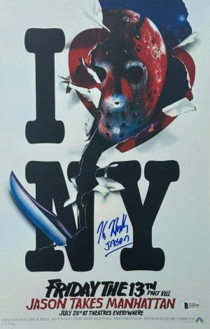 Kane Hodder Signed Friday The 13Th Holographic 11X17 Photo Jason Voorhees Bas 42
