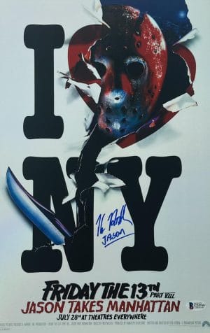 Kane Hodder Signed Friday The 13Th Holographic 11X17 Photo Jason Voorhees Bas 44
