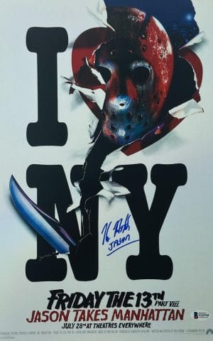 Kane Hodder Signed Friday The 13Th Holographic 11X17 Photo Jason Voorhees Bas 45
