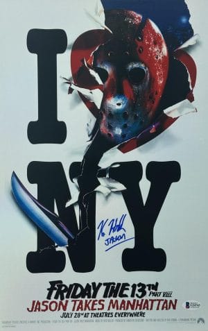 Kane Hodder Signed Friday The 13Th Holographic 11X17 Photo Jason Voorhees Bas 43