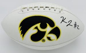 Kaleb Johnson Signed Iowa Hawkeyes Logo Football Pittsburgh Steelers Bas K49