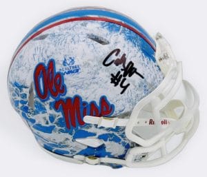 Caleb Odom Signed Ole Miss Rebels L/E Realtree Mini Helmet Autograph Bas K06