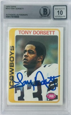 Tony Dorsett Signed 1978 Topps Rc Rookie Dallas Cowboys Autograph Becket Slabbed 10 Bas 59
