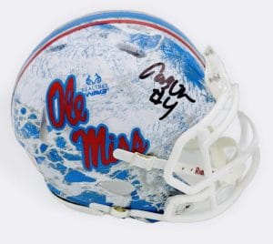 Caleb Odom Signed Ole Miss Rebels L/E Realtree Mini Helmet Autograph Bas K07