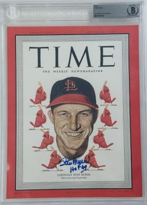 Stan Musial Signed Bas Slabbed 8X10 Time Photo St Louis Cardinals Autograph 760