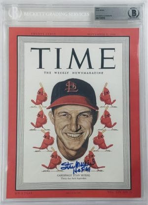 Stan Musial Signed Bas Slabbed 8X10 Time Photo St Louis Cardinals Autograph 761