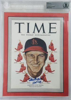 Stan Musial Signed Bas Slabbed 8X10 Time Photo St Louis Cardinals Autograph 762