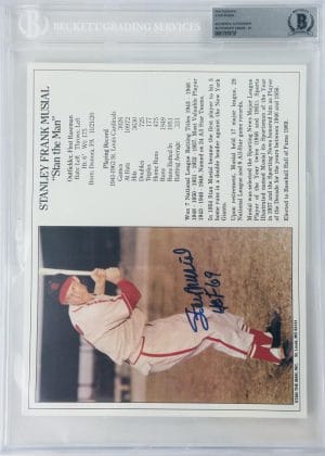 Stan Musial Signed Bas Slabbed Photo St Louis Cardinals Autograph Auto Grade 10