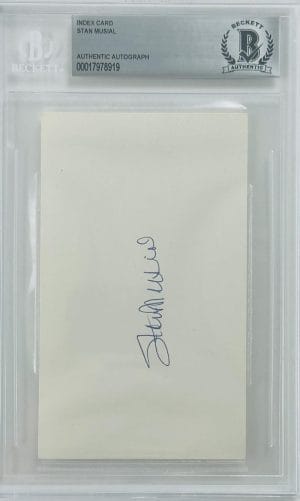 Stan Musial Signed Bas Slabbed Index Card St Louis Cardinals Autograph K919