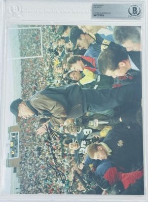 Lou Holtz Signed Bas Slabbed 8X10 Photo Notre Dame Fighting Irish Autograph Coa