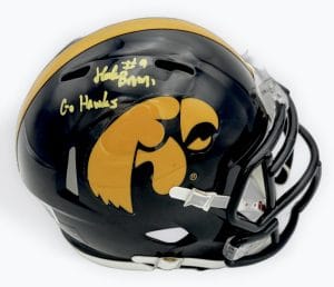 Hank Brown Signed Iowa Hawkeyes Football Mini Helmet Autograph Beckett Bas K35