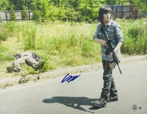Chandler Riggs Signed Metallic 11X14 Photo Autograph Autographed Carl Grimes Bas