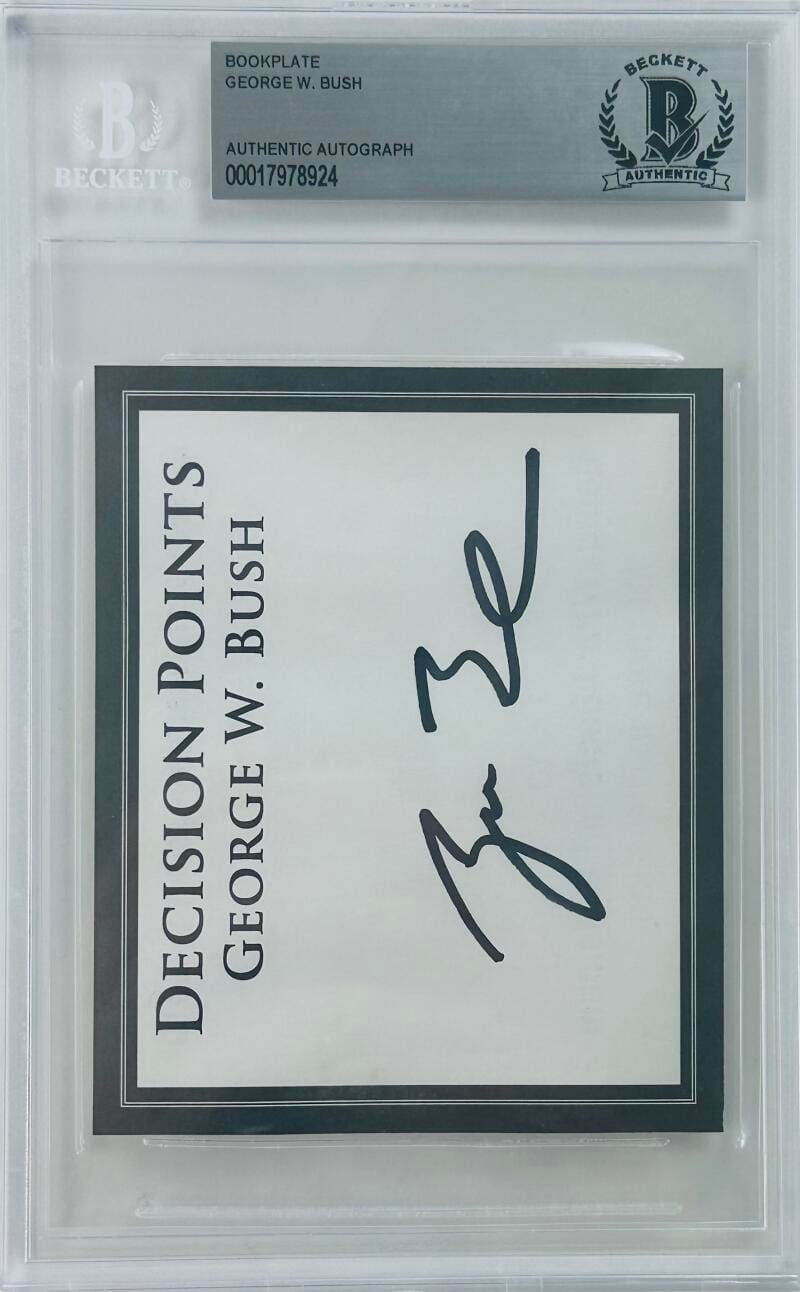 George W. Bush Signed Decision Points Bas Slabbed Bookplate Autograph K924