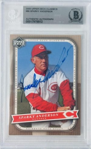 Sparky Anderson Signed 2005 Upper Deck Classics Bas Slabbed Card Reds Autograph