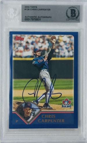 Chris Carpenter Signed 2003 Topps Card Bas Slabbed Toronto Blue Jays Cardinals