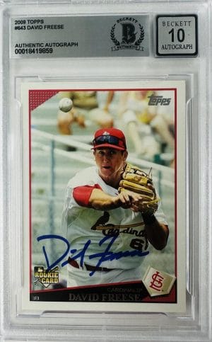 David Freese Signed 2009 Topps Rookie Rc Card Autograph St. Louis Cardinals Bas 10