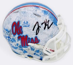Lane Kiffin Signed Ole Miss Rebels L/E Realtree Mini Helmet Autograph Bas J44