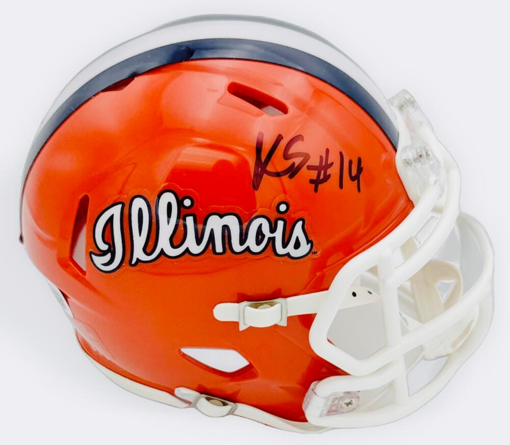 Xavier Scott Signed Illinois Fighting Illini Mini Helmet Autograph Bas Holo K96