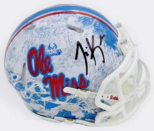 Lane Kiffin Signed Ole Miss Rebels L/E Realtree Mini Helmet Autograph Bas K47